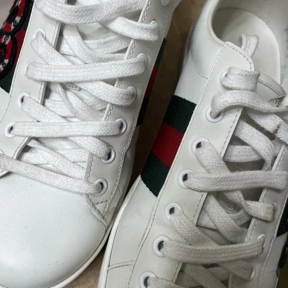 Gucci Ace Embroidered Snake Sneakers Man Italian Size 8 1/2 - Picture 4 of 9